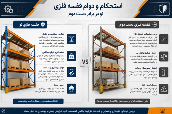 تفاوت قفسه فلزی نو با کارکرده از نظر استحکام